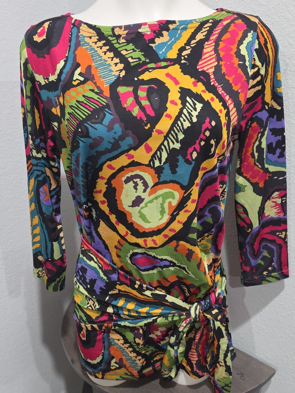 Tracy Porter Women’s Multicolor Tie-Waist 3/4 Sleeve Top